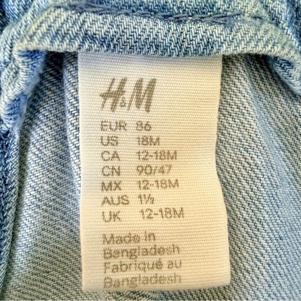 H&M Denim Overall Dress 18M Medium Wash Adjustable Straps - Picture 5 of 5